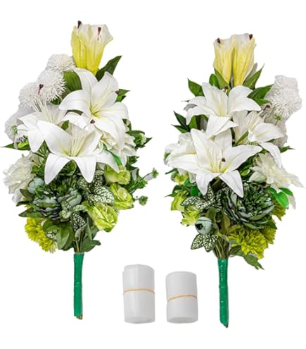 Amazon｜山久 造花 仏花 カサブランカと胡蝶蘭の仏様の大きな花束 一本